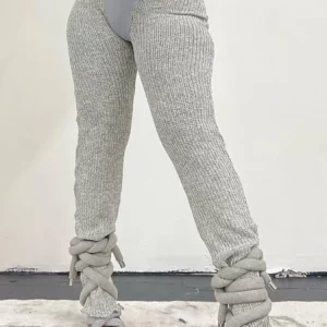 K-POP Patchwork Knit High Waist Skinny Pants | Women's Streetwear Fashion