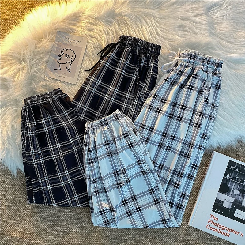 K-POP Streetwear Black Plaid Harem Pants for Women | Gen Z Fashion