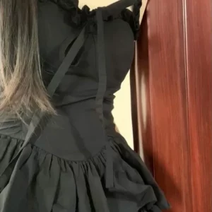 K-POP Streetwear Black Ruffles Dress | Y2K Fashion for Gen Z