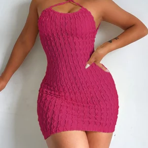 K-POP Streetwear Cross Bandage Short Dress | Sexy Halter Bodycon for Gen Z & Y2K Fashion