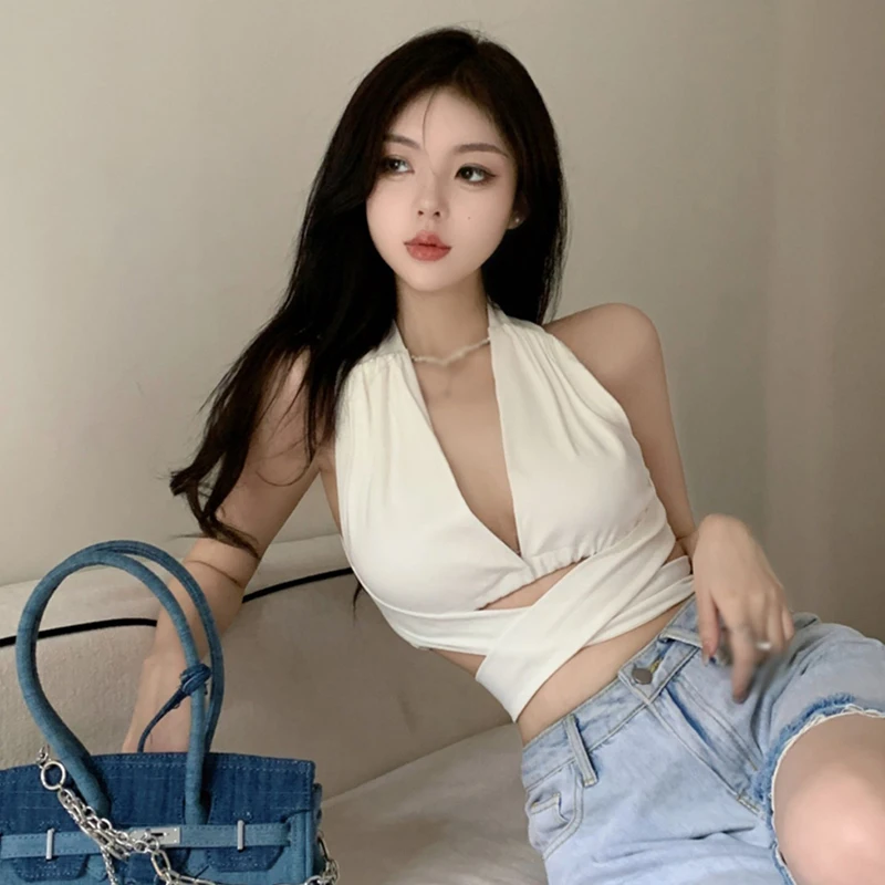 K-POP Streetwear: Sexy Backless Deep V-Neck Vest for Gen Z & Y2K Fashion