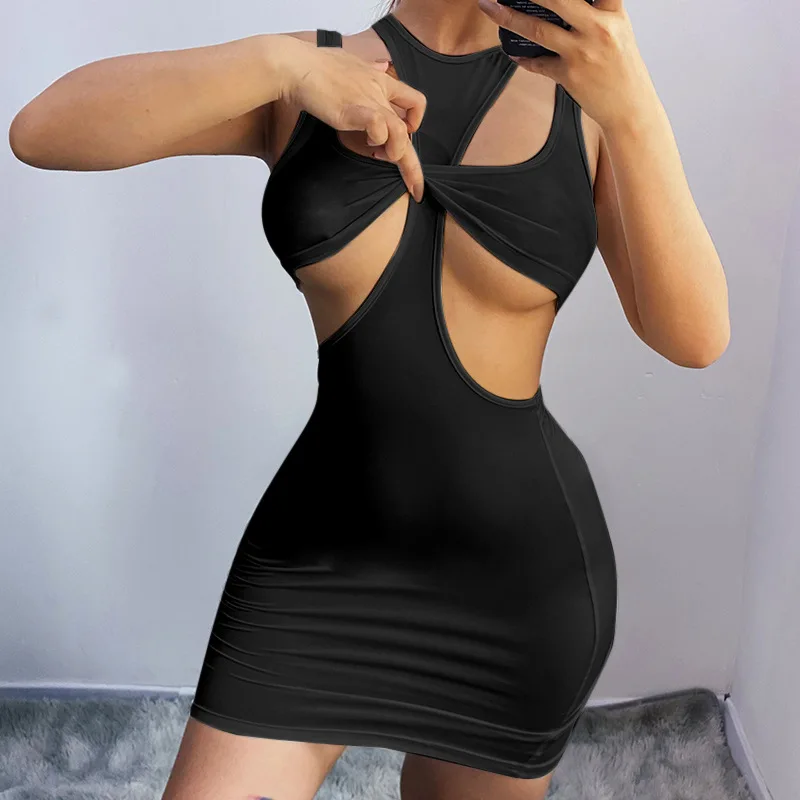 K-POP Streetwear Two-Piece Dress Set | Sexy Cut-Out Mini Dress for Women