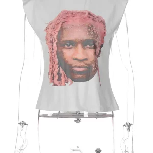 K-POP Style 3D Graphic Print Sleeveless Oversized T-Shirt for Women | Y2K Streetwear Fashion