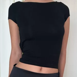 K-POP Style Backless Crop Top: Transparent Slim Fit Tee for Women - Gen Z & Y2K Fashion