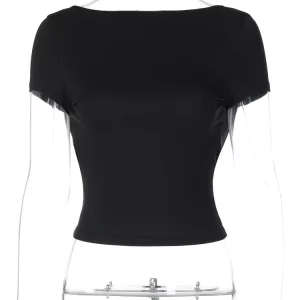 K-POP Style Backless Crop Top: Transparent Slim Fit Tee for Women - Gen Z & Y2K Fashion