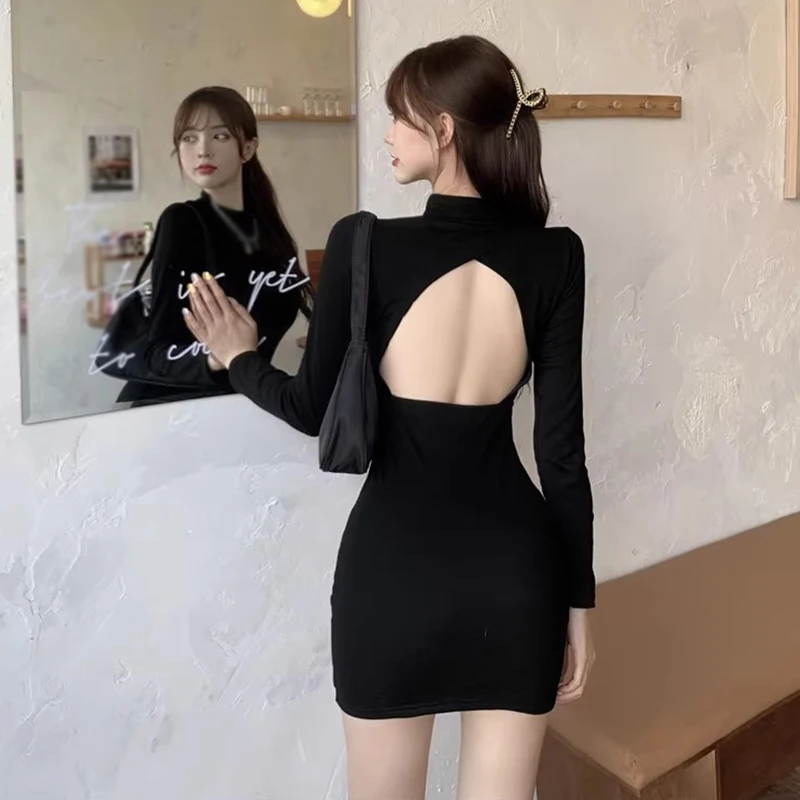 K-POP Style Black Bodycon Dress | Gen Z Y2K Fashion