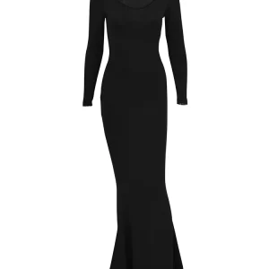 K-POP Style Black Bodycon Maxi Dress for Women | Streetwear Fashion for Gen Z & Y2K Trendsetters