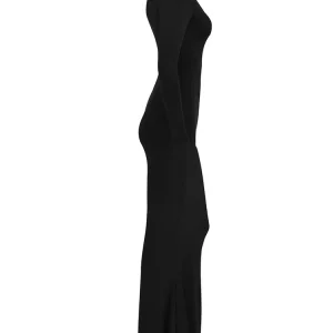 K-POP Style Black Bodycon Maxi Dress for Women | Streetwear Fashion for Gen Z & Y2K Trendsetters