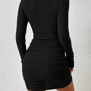 K-POP Style Black Turtleneck Mini Dress | Sexy Bodycon Streetwear for Gen Z & Y2K Fashion
