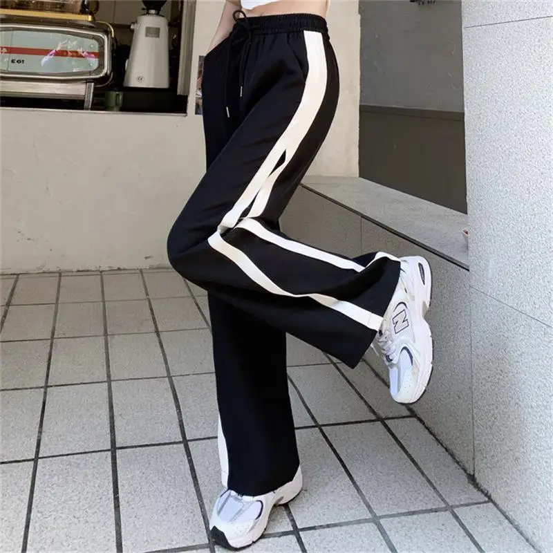 K-POP Style Black Wide Leg Sweatpants for Women | Streetwear Fashion Joggers