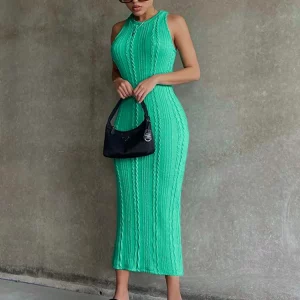 K-POP Style Crochet Sleeveless Bodycon Sweater Dress for Women - Y2K Streetwear Fashion
