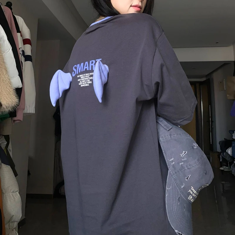 K-POP Style Devil Wings 3D Women's T-shirt | Streetwear Fashion