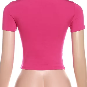 K-POP Style Hollow Crop Top for Gen Z & Y2K Women | Sexy Solid O-Neck Tee for Nightclub & Streetwear