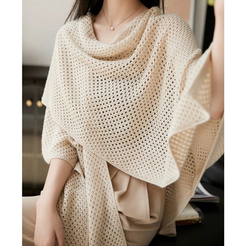 K-POP Style Hollow Out Knit Cardigan Shawl for Women | Korean Fashion Streetwear Sweater Cape Coat | Gen Z Y2K