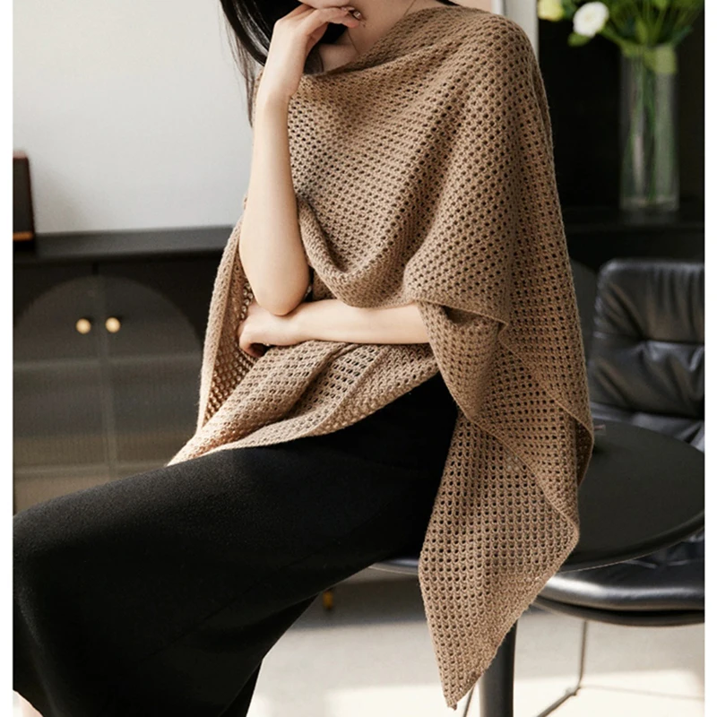 K-POP Style Hollow Out Knit Cardigan Shawl for Women | Korean Fashion Streetwear Sweater Cape Coat | Gen Z Y2K