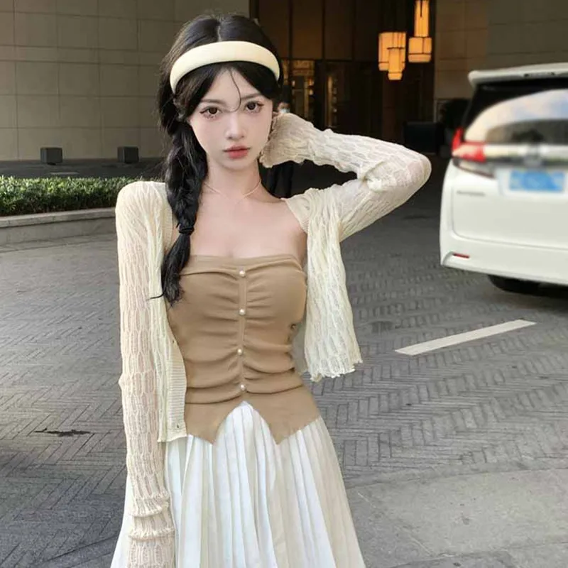 K-POP Style Knitted Sunscreen Cardigan for Women - Summer Fashion
