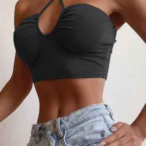 K-POP Style Lace-Up Halter Crop Top | Sexy Sleeveless Streetwear Fashion for Women