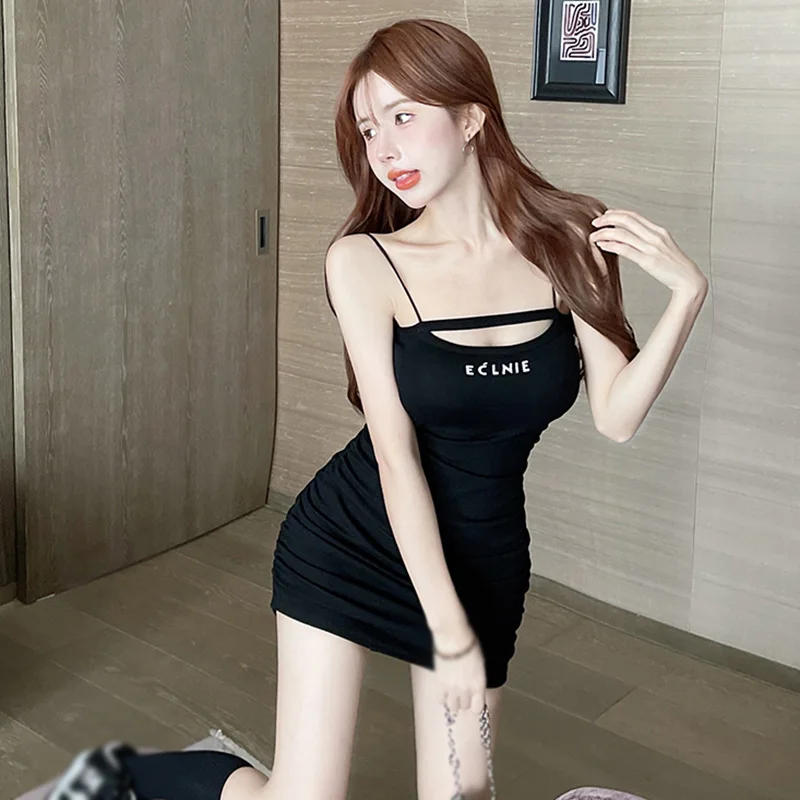 K-POP Style Letter Print Bodycon Dress | Sleeveless Hip Wrap | Gen Z Fashion