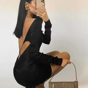 K-POP Style Long Sleeve Backless Bandage Dress | Gen Z Fashion