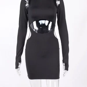K-POP Style Long Sleeve Bodycon Mini Dress for Women | Sexy Black Club Party Fashion