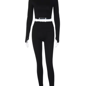 K-POP Style Long Sleeve Crop Top Legging Set for Women | Streetwear Fashion Tracksuit