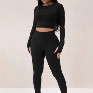 K-POP Style Long Sleeve Crop Top Legging Set for Women | Streetwear Fashion Tracksuit