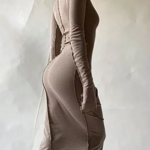 K-POP Style Long Sleeve Hooded Maxi Dress | Women's Korean Fashion Streetwear