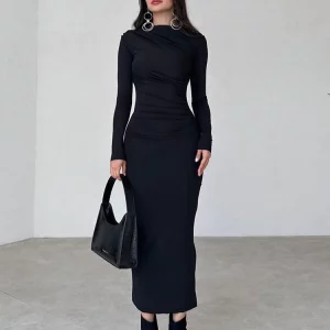 K-POP Style Maxi Dress: Elegant Women's Bodycon Evening Party Outfit
