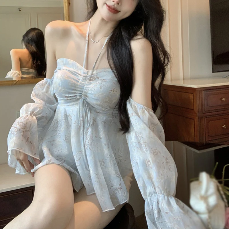 K-POP Style Off Shoulder Chiffon Top for Gen Z & Y2K Fashion