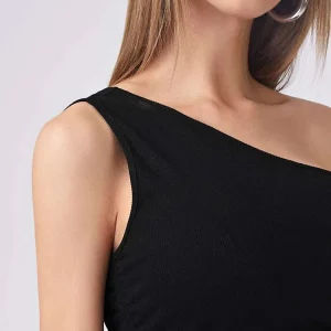 K-POP Style One-Shoulder Pleated Hip Skirt Dress for Gen Z Women