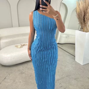 K-POP Style Skew Collar Maxi Dress for Gen Z & Y2K Fashion | Sleeveless Bodycon Evening Party Prom Outfit