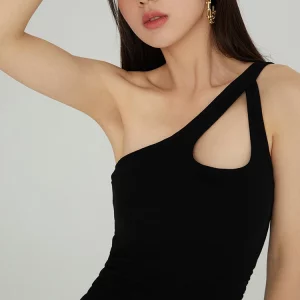 K-POP Style Sloping Shoulder Bodycon Mini Dress | Gen Z Fashion