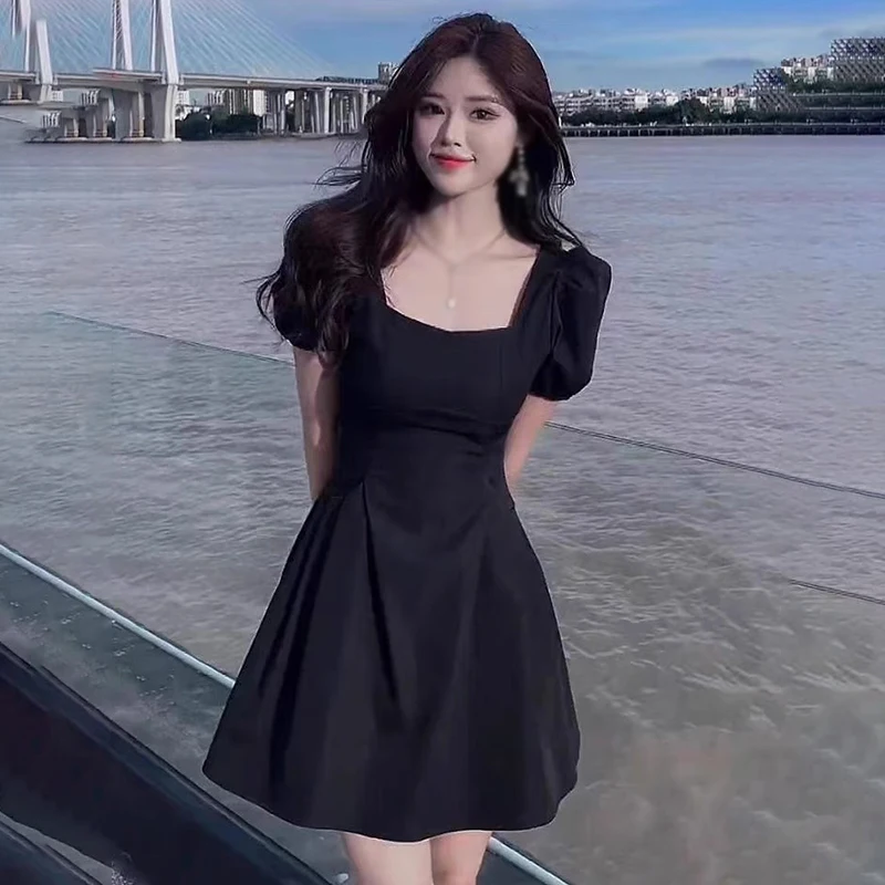 K-POP Style Square Neck Dress | Sweet Summer Fashion for Gen Z & Y2K Women