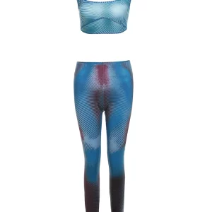 K-POP Style Tie-Dye 2-Piece Set: Tank Top & High Waist Pants for Gen Z & Y2K Fashion