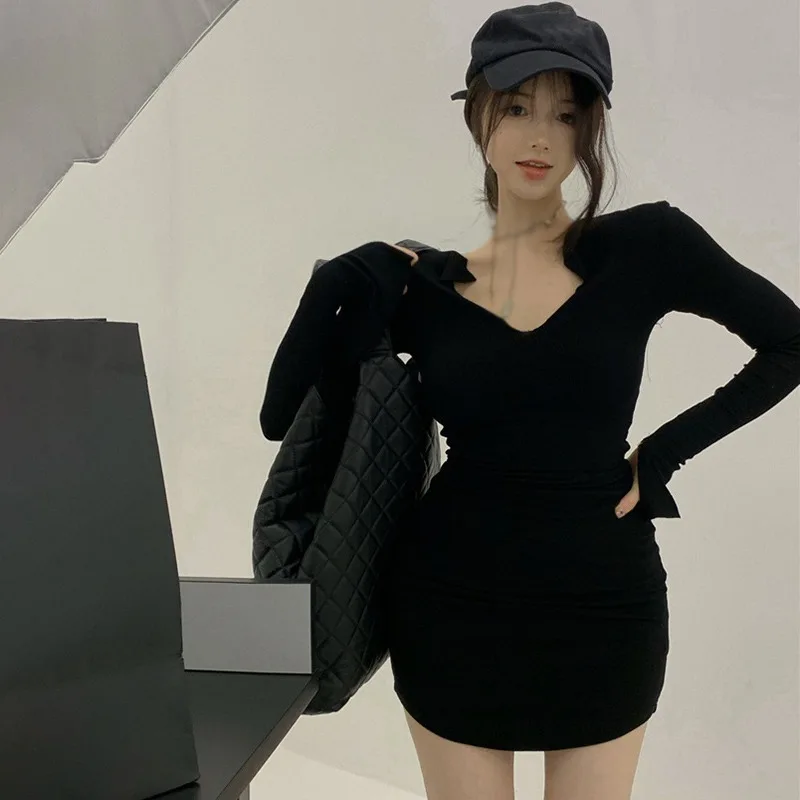 K-POP Style V-Neck Bodycon Dress | Gen Z Y2K Fashion