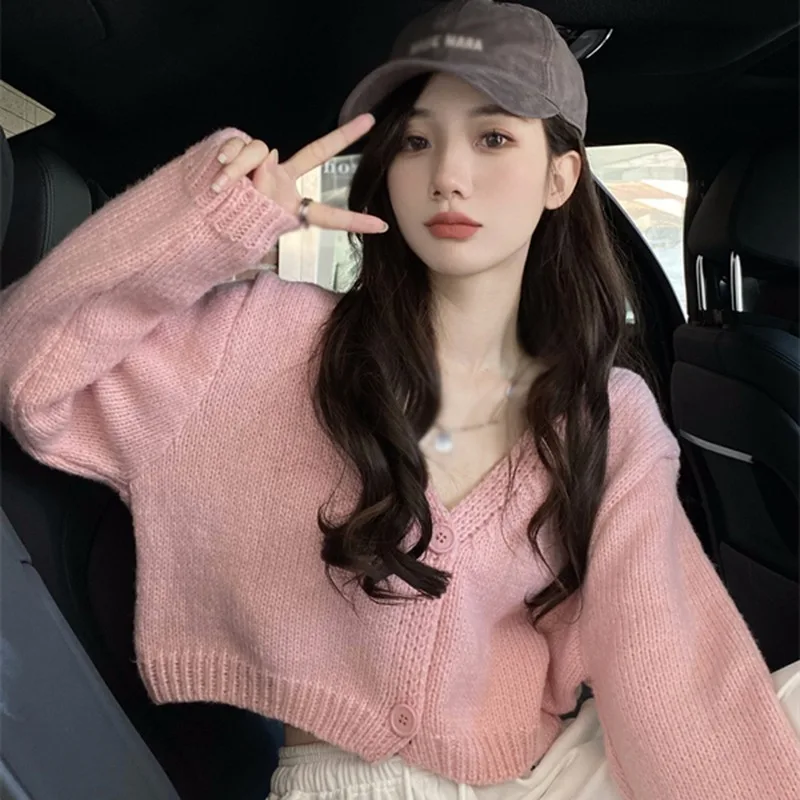 K-POP Style V-Neck Cardigan: Trendy Women's Streetwear Sweater