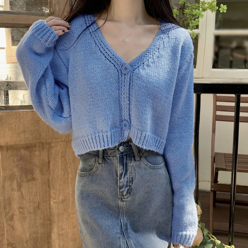 K-POP Style V-Neck Cardigan: Trendy Women's Streetwear Sweater