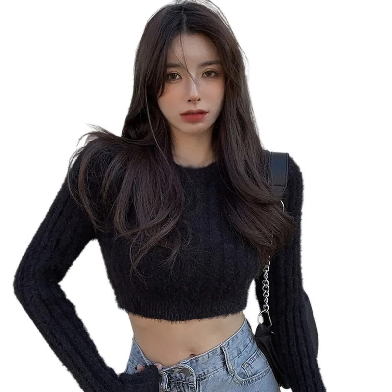 K-POP Style Winter Crop Top Sweater | Soft & Cozy Pullover for Gen Z & Y2K Fashion | Korean Streetwear Kn