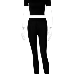 K-POP Style Women's 2-Piece Set: Crop Top & High Waist Leggings | Streetwear Co-ord Outfit