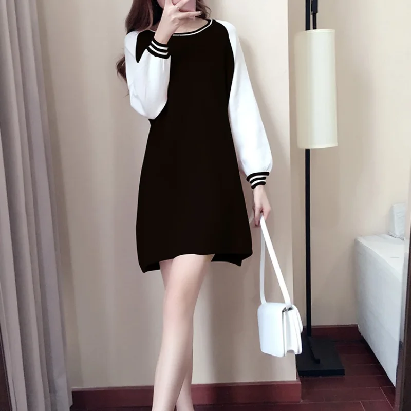 K-POP Style Women's Hoodie Mini Dress | Loose Fit Solid Color A-Line | Streetwear Fashion for Gen Z & Y2K Trend