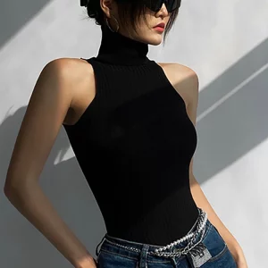 K-POP Style Women's Off Shoulder Knitted Tank Top - Y2K Fashion