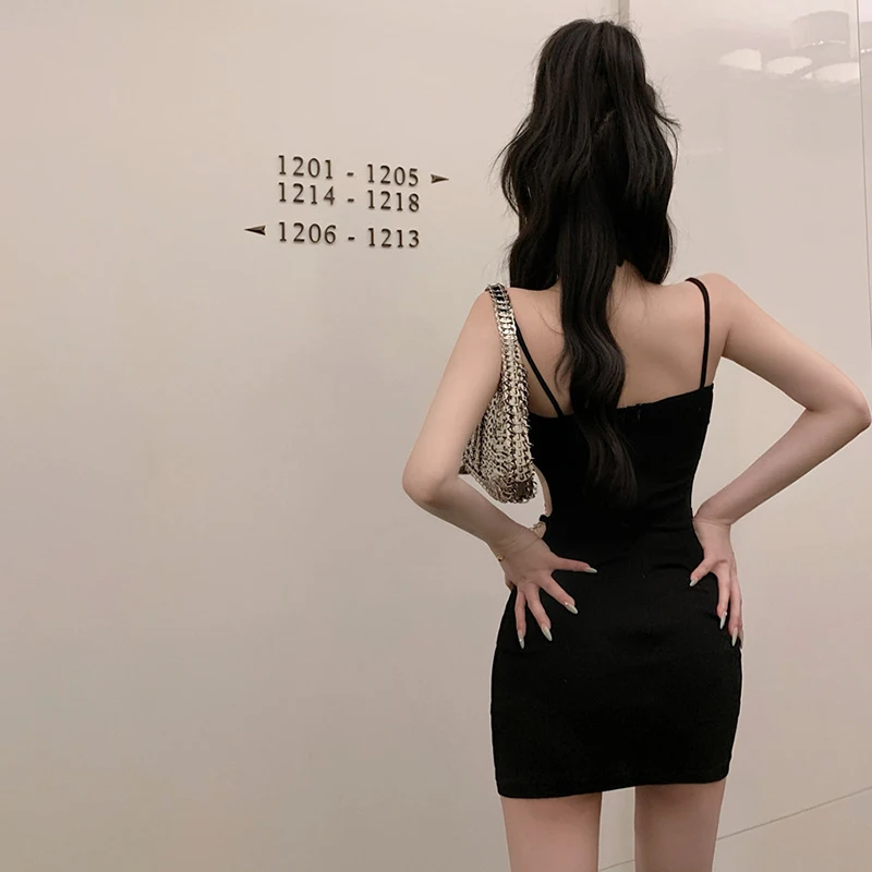 K-POP Style Women's Suspender Dress | Halter Hollow Out Sleeveless Backless Camisole | Sexy Slim Fit Streetwear for Gen