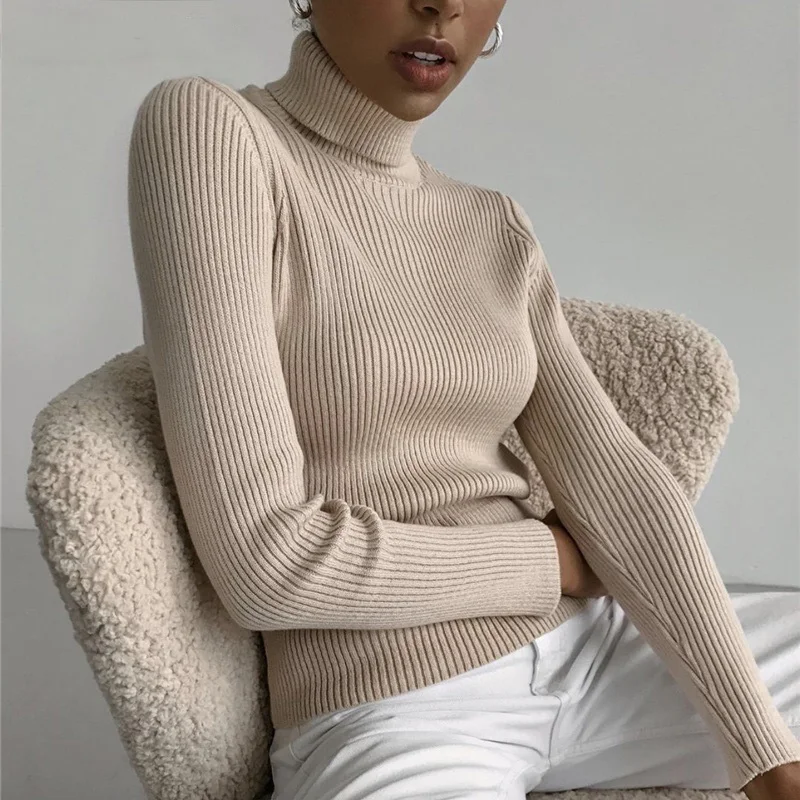 K-POP Style Women's Turtleneck Sweater | Soft Knit Pullover for Autumn & Winter