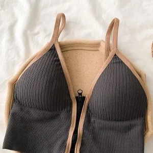 K-POP Style Zipper Crop Tops for Women | Sexy Underwear Lingerie Bra