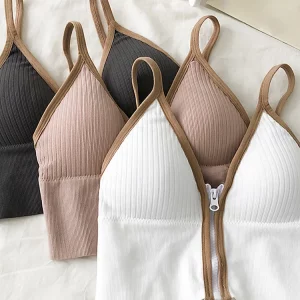 K-POP Style Zipper Crop Tops for Women | Sexy Underwear Lingerie Bra