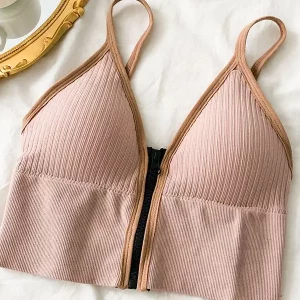 K-POP Style Zipper Crop Tops for Women | Sexy Underwear Lingerie Bra