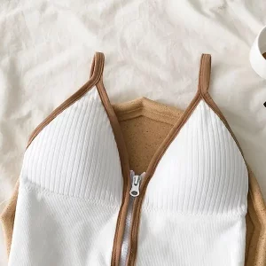 K-POP Style Zipper Crop Tops for Women | Sexy Underwear Lingerie Bra