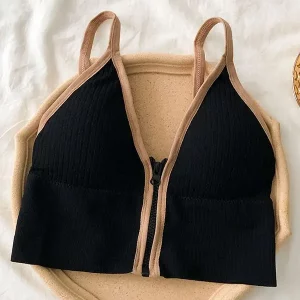 K-POP Style Zipper Crop Tops for Women | Sexy Underwear Lingerie Bra