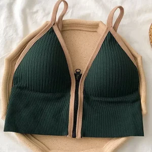 K-POP Style Zipper Crop Tops for Women | Sexy Underwear Lingerie Bra