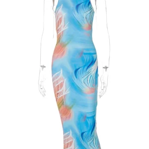 K-POP Tie Dye Sleeveless Bodycon Midi Dress | Gen Z Y2K Fashion